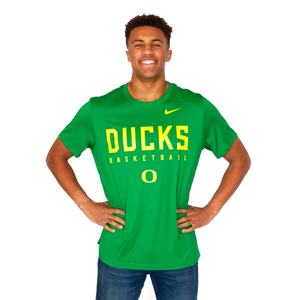 Classic Oregon O, Nike, Green, Crew Neck, Polyester, Men, Basketball, Courtside, T-Shirt, 945436